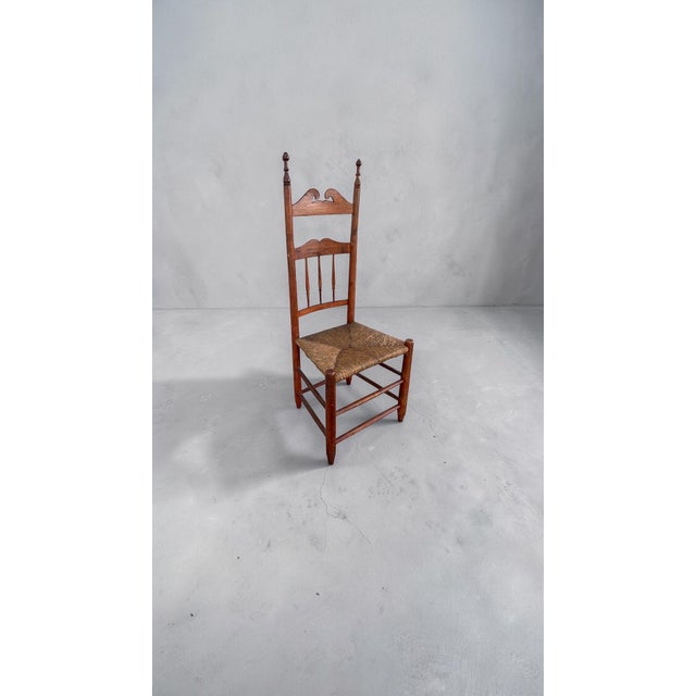 19th Century New England Rush Seat Ladder Back Chair For Sale - Image 4 of 11