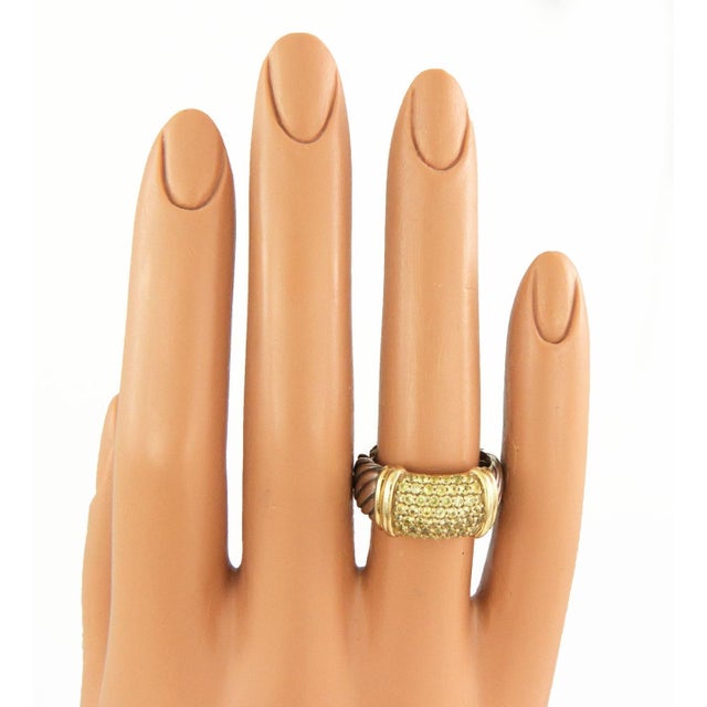 Contemporary David Yurman Ring 1.50ct Yellow Sapphire 925 Silver 18k Gold For Sale - Image 3 of 6