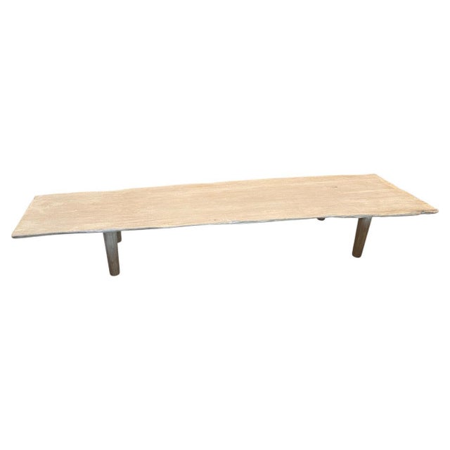 Charcoal Andrianna Shamaris White Washed Live Edge Teak Wood Coffee Table or Bench For Sale - Image 8 of 18