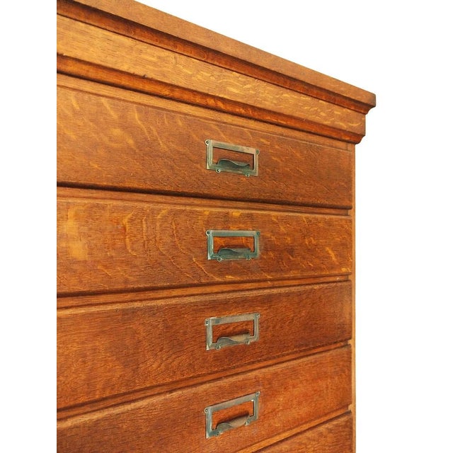 Mid-Century Danish Oak Archive Cabinet with Pull-Out Shelf, 1920s For Sale - Image 9 of 16