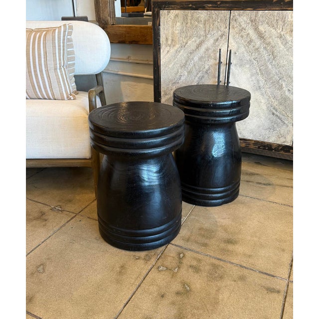 2020s Modern Ebony Cork Teak Wood Side Table For Sale - Image 5 of 5