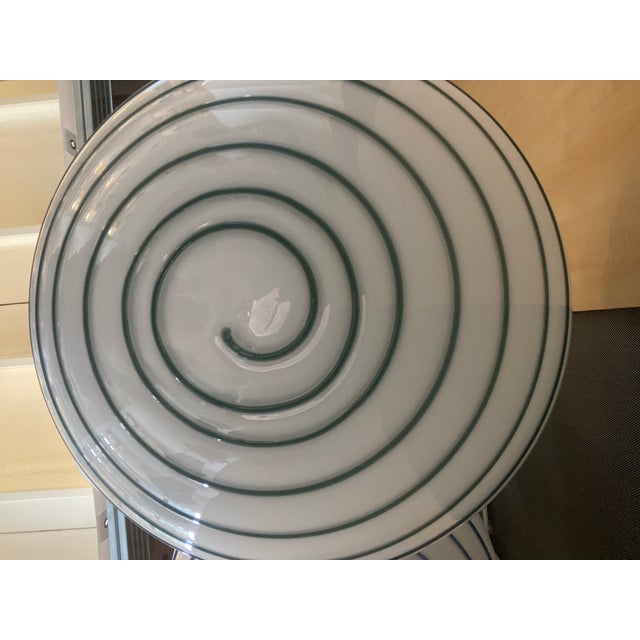 Murano Murano Style Glass Pendant Swirling Green and White For Sale - Image 4 of 4