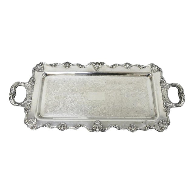 Mid 20th Century W&s Blackinton Victorian Silver Plated Narrow Serving Platter Dish Bar Tray For Sale