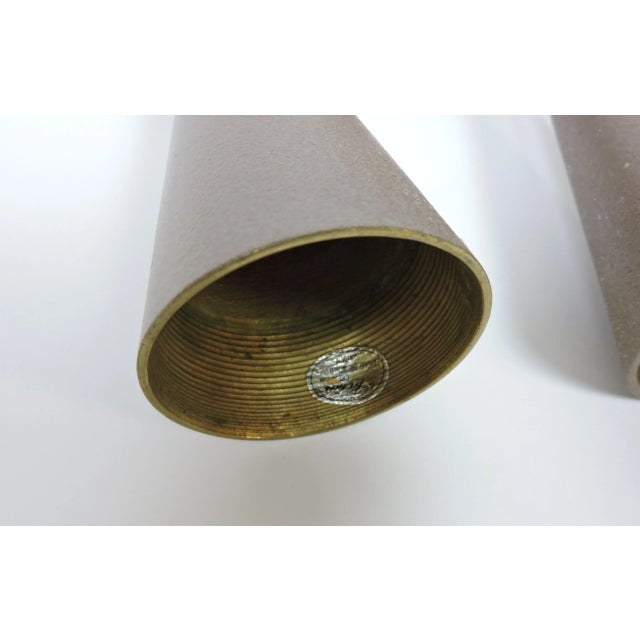 Mid Century Modern Cone Brass Candle Holders- Set of 2 For Sale In Philadelphia - Image 6 of 12
