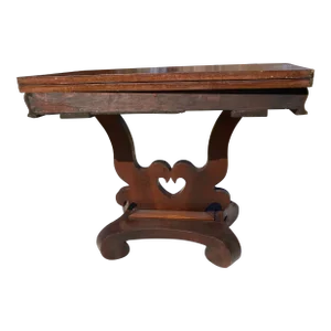 American Empire Mahogany Whist Table 1830-1840 Has Doves & Heart Well Preserved Original