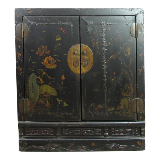 Mid 19 Century Hand Painted Antique Chinese Cabinet For Sale