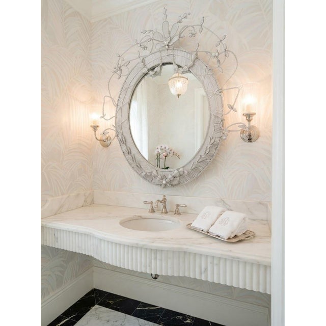 Handcrafted South African White Beaded Wirework Oval Wall Mirror For Sale - Image 11 of 12