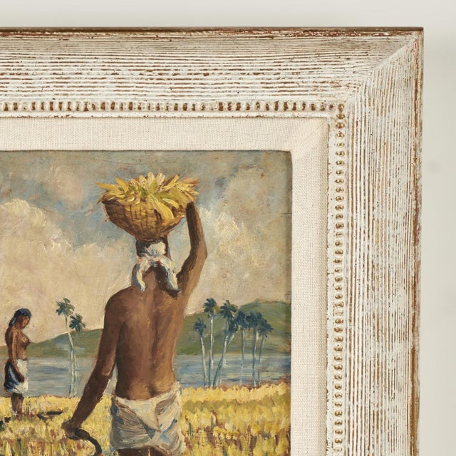 Pair of Tropical Haitian Paintings of Haitians at Work by Werner Jaegerhuber For Sale - Image 12 of 18