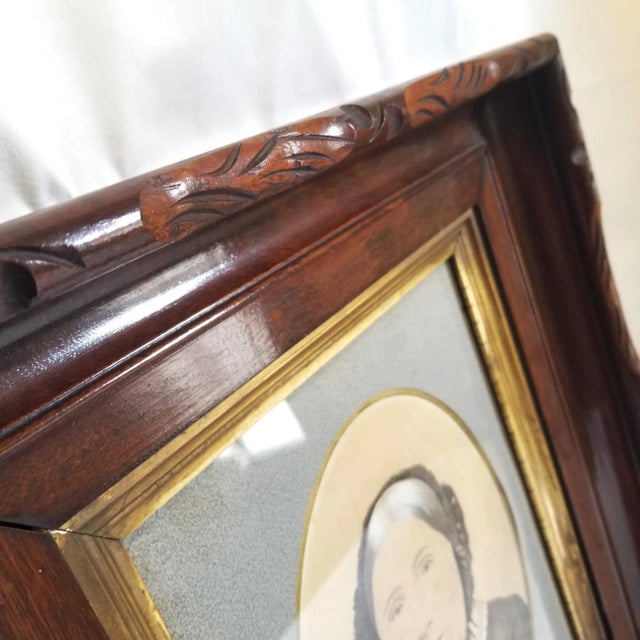 Late 19th Century Primitive Americana Portrait Paintings of a Man and Woman, Framed - Set of 2 For Sale In Chicago - Image 6 of 11