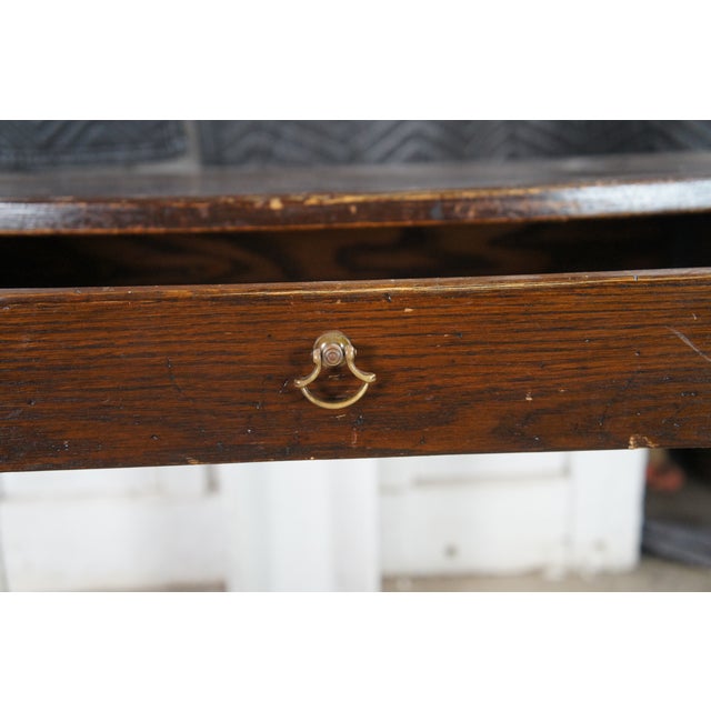18th Century Style French Country Oak Sofa Console Hall Table W/ Drawer For Sale - Image 9 of 13