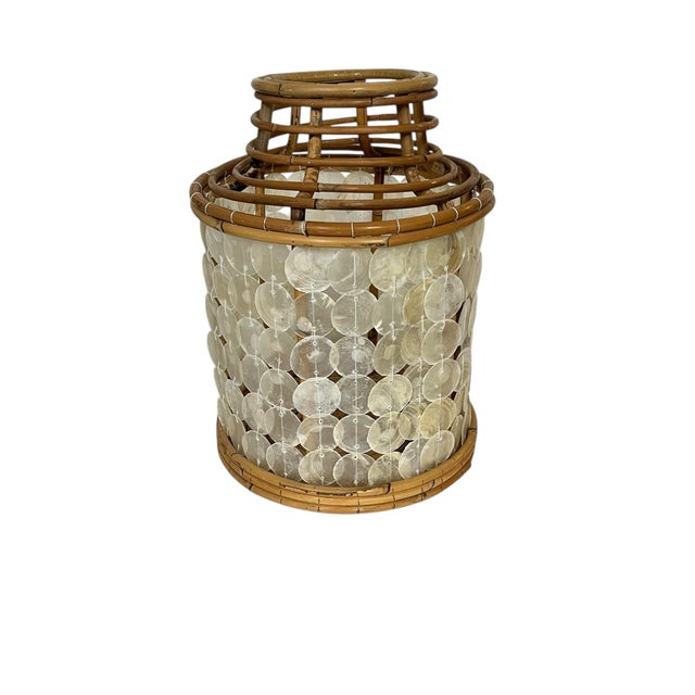 Vintage Capiz Mother of Pearl Shell and Bamboo Latern For Sale - Image 4 of 6