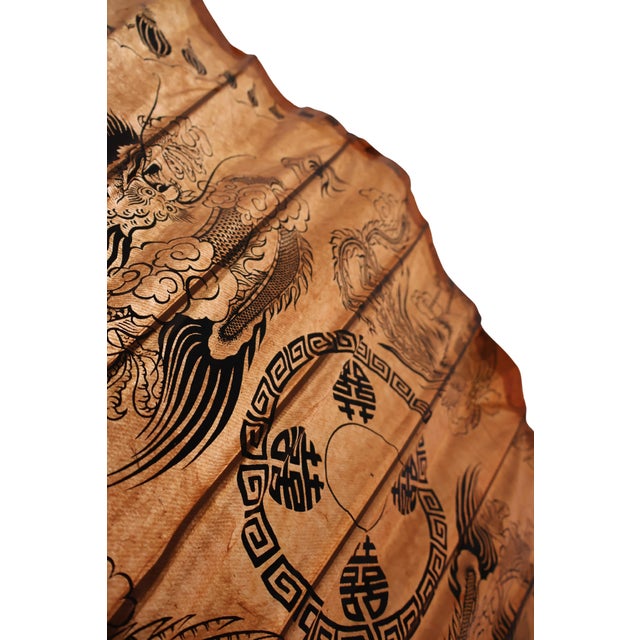 Pair of Extra-Large Vintage Chinese Dragon & Phoenix Oil-Paper Parasols For Sale - Image 4 of 18