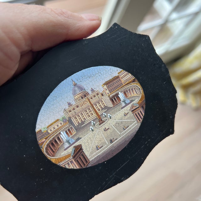 Grand Tour Antique Grand Tour Italian Micro Mosaic Paperweight For Sale - Image 3 of 5