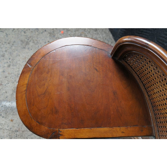 Mid 20th Century Mid 20th Century French Louis XVI Caned Cherry Mirrored Kidney Dressing Vanity Desk For Sale - Image 5 of 12