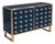 Navy Dry Bar with Forty Murano Glass Spheres and Brass Feet from Justfurnituress SRL For Sale