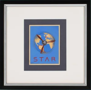 French Aviation Illustration Poster Project Gouache Drawing by C. Villars