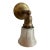 Antique Industrial Brass Wall Sconce With Acid-Etched Ribbed Glass Shade For Sale