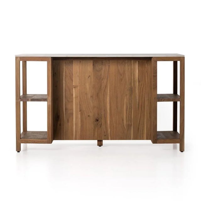 Four Hands Indira Kitchen Island, Smoked Acacia & White Marble For Sale - Image 10 of 13