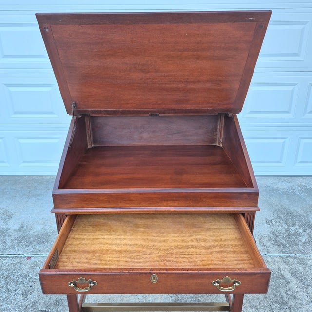 Lexington Furniture 1990s Lexington Palmer Home Mahogany Slant Front Leather Top Architect Drafting Table Standing Desk For Sale - Image 4 of 11