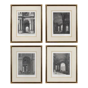 Early 19th Century Engravings of the Entrances to the Louvre by Louis-Pierre Baltard, Framed - Set of 4