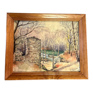 1960’s Original Rustic Impressionist Landscape Watercolor Painting “Creek”