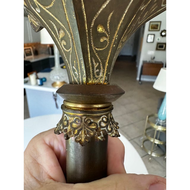 Single Antique Gothic Revival Brass 6 Light Candelabra For Sale - Image 11 of 18
