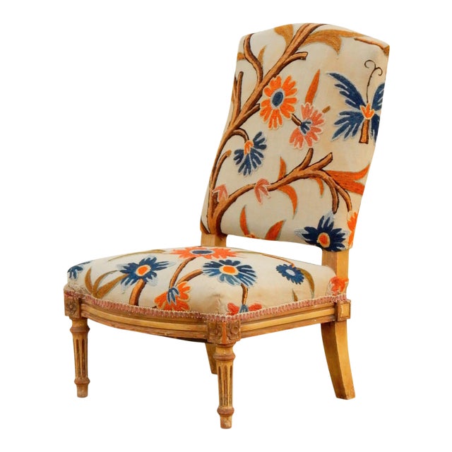 Louis XVI Child's Chair in Crewelwork Upholstery For Sale