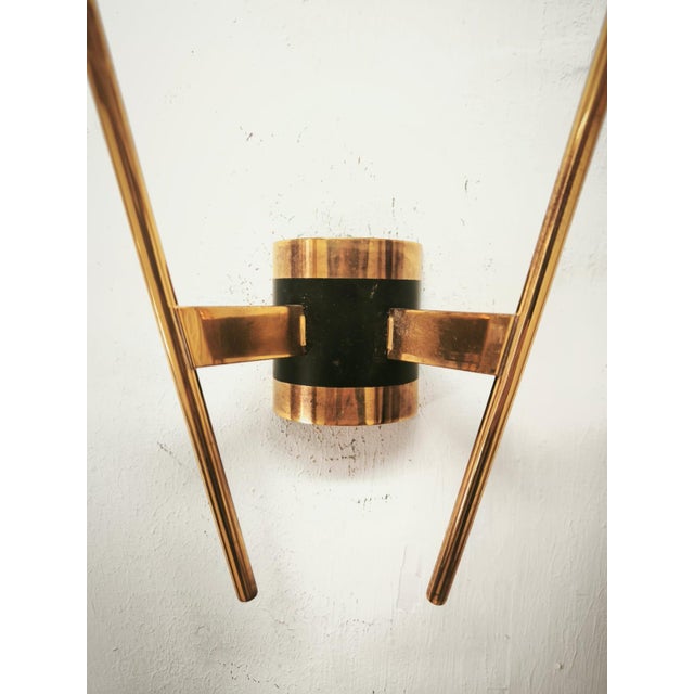 Brass Wall Lamp with Double Opal Glass Light, 1960s, in Very Good conditions. Designed 1960 to 1969 Up to 250V (Europe/UK...