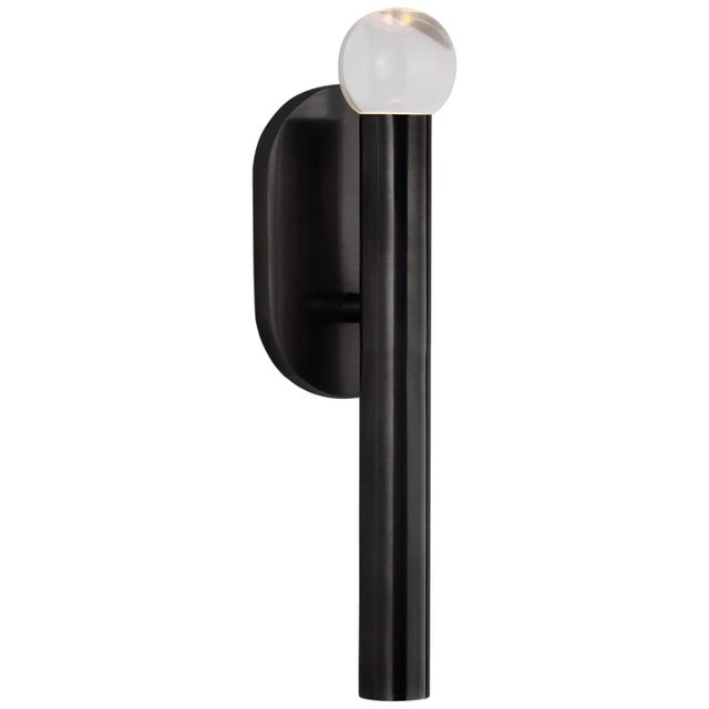 Kelly Wearstler for Visual Comfort Signature Rousseau Small Bath Sconce in Bronze with Clear Glass Orb For Sale
