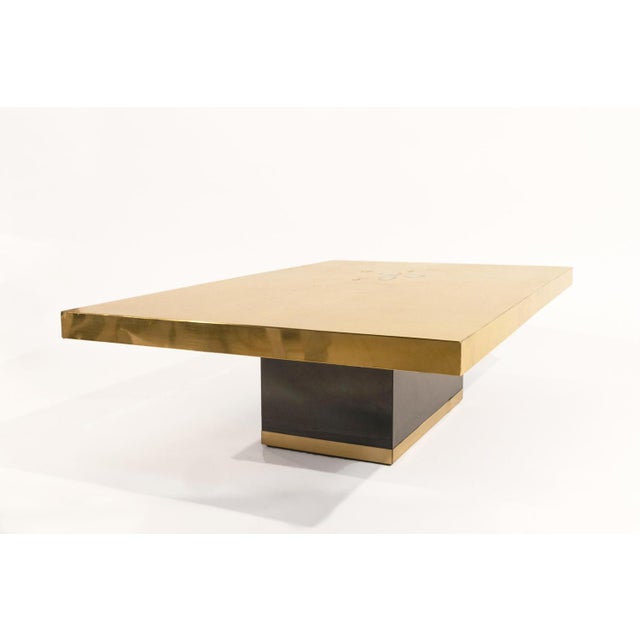 Metal Coffee Table in Etched Brass by Lova Creation, 1980s For Sale - Image 7 of 13