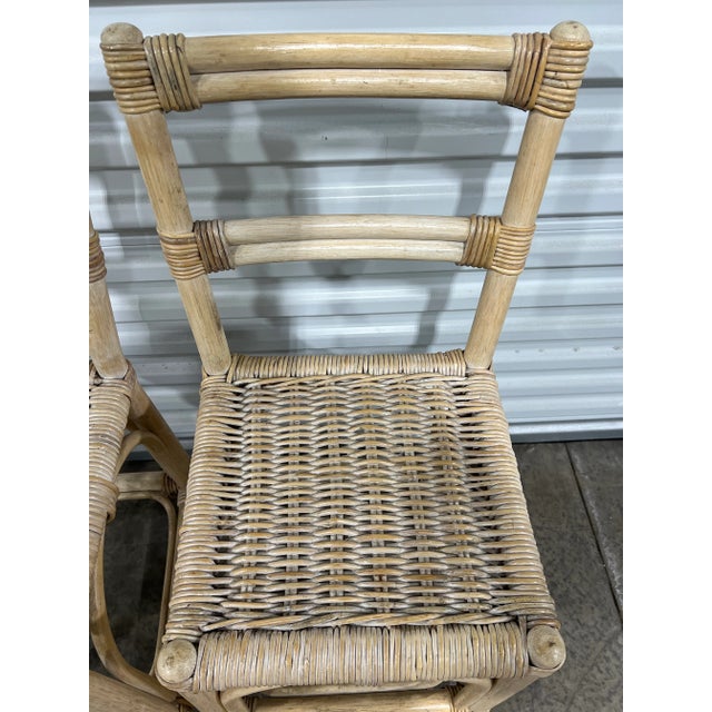Beige Mid 20th Century Mid Century Vintage Boho Chic Bamboo Wicker Rattan Stools - Set of 2 For Sale - Image 8 of 8