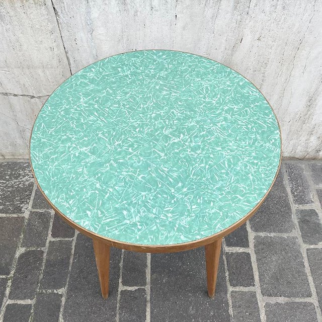 Occasional Table in Maple and Light Green Formica, Italy, 1960s, in Flawless conditions. Designed 1960 to 1969