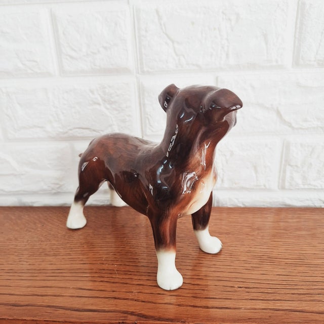 Ceramic Vintage Staffordshire Bull Terrier in Porcelain For Sale - Image 7 of 12