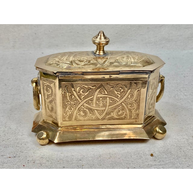 Vintage Etched Brass Box With Handles Chairish
