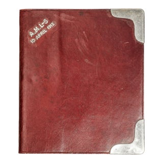 Handsome English Leather Document Desk Folio Folder Antique Sterling Silver Home Decor For Sale