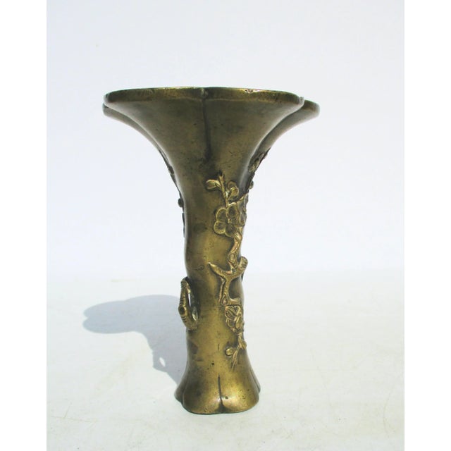 Japanese Antique Japanese Bronze Flower Vase Miniature For Sale - Image 3 of 10