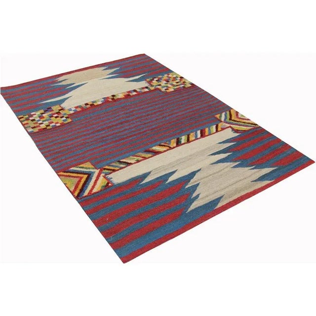 Handwoven Scandinavian Style Persian Kilim Area Rug 4′7" × 6′4″ For Sale - Image 4 of 7