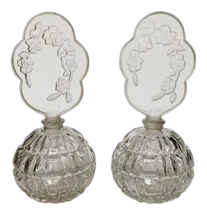 Czech Perfume Bottles Flacon Stopper Dresser Vanity Pair