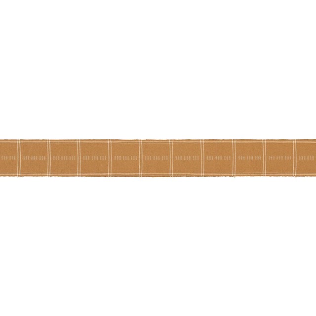 A cotton-linen trim woven on a traditional needle loom, Ayan Tape features a rectilinear plaid with delicate linework and...
