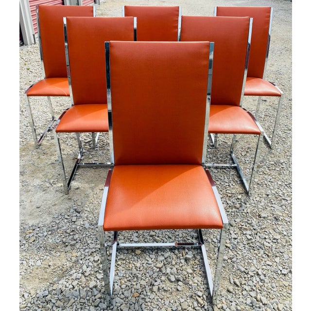 Vintage Mid Century Dining Chairs in the Manner of Milo Baughman/Set of Six. For Sale - Image 10 of 11