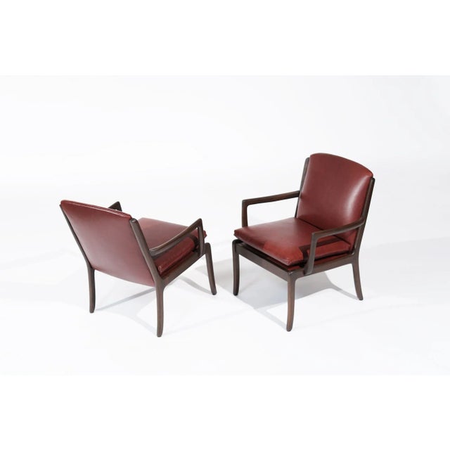 Mid 20th Century Set of Lounge Chairs by Ole Wanscher in Sangria Leather, Denmark, 1960s For Sale - Image 5 of 12