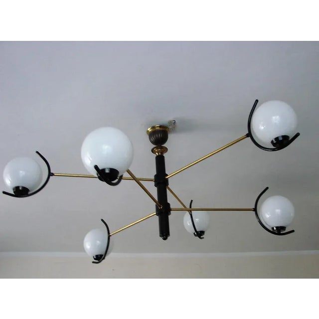 Chandelier in the style of Stilnovo, 1960s. For Sale - Image 4 of 9