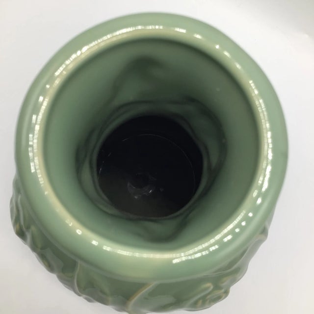 Celadon Celadon Style Climbing Rose Pattern Porcelain Vase For Sale - Image 8 of 13