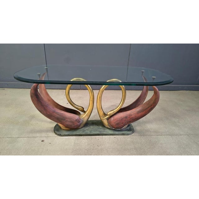 Vintage Brass Swan Coffee Table, 1970s For Sale - Image 9 of 11