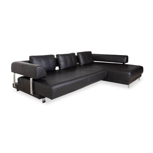 Brand Face Corner Sofa in Black Leather from Ewald Schillig For Sale - Image 4 of 18