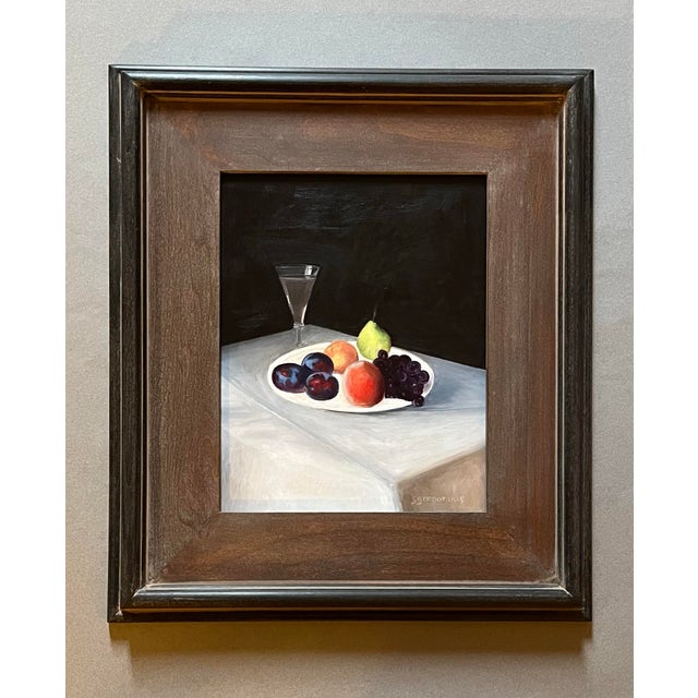 Contemporary Still Life Oil Painting, Wine and Fruit by Satori Gregorakis For Sale - Image 3 of 3