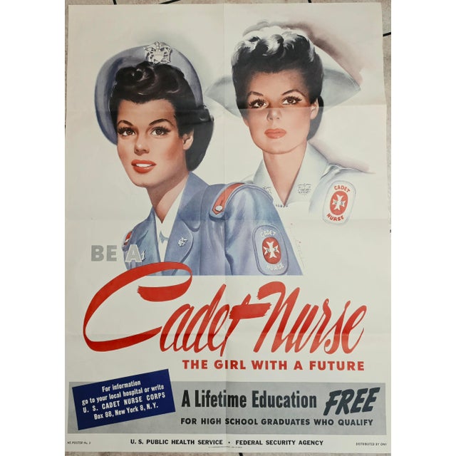 Original Wwii War Bond Poster- Us Cadet Nurse Recruiting Poster - Girl With a Future - Whitcomb For Sale - Image 4 of 5