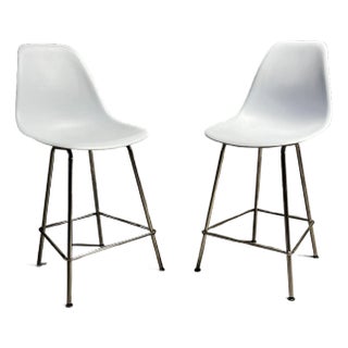 Eames for Herman Miller Pair of Molded Plastic Bar Stools 2017 Signed For Sale