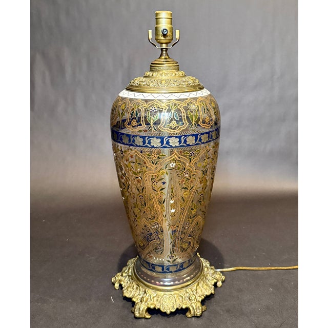 Islamic Late 19th Century Fritz Heckert "Jodhpur" Islamic Revival Enameled Glass Table Lamp For Sale - Image 3 of 10