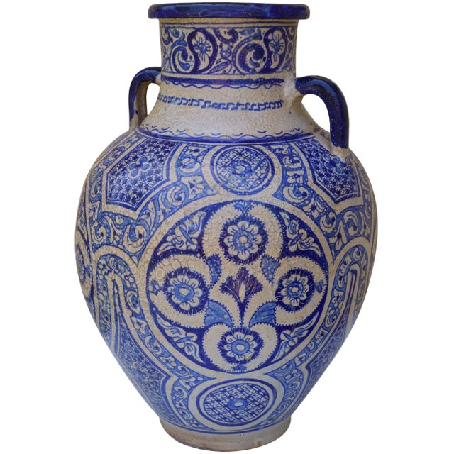 Blue Vase W/ Andalusian Motif For Sale - Image 4 of 11